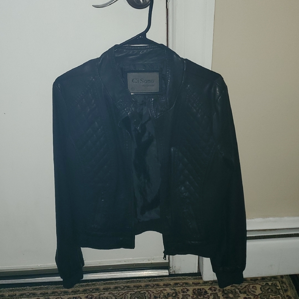 Ci Sono Women's Black Faux Leather Jacket